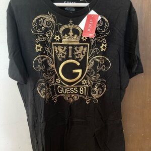 Guess Signature Black Graphic T Shirt Short Sleeve Crew Neck Mens Size Large L